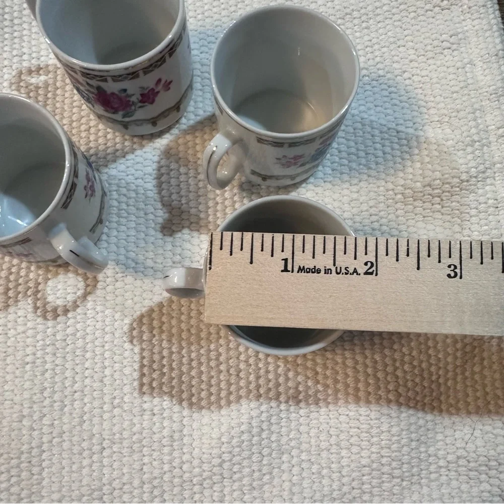 Vintage Floral Porcelain Tea‎ or Demitasse Cups – Set of 4 – Made in China